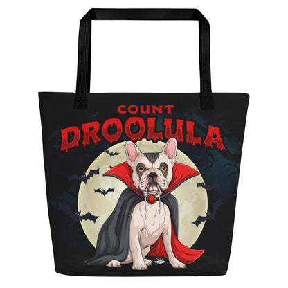 Count Droolula French Bulldog Large Tote Bag with Pocket