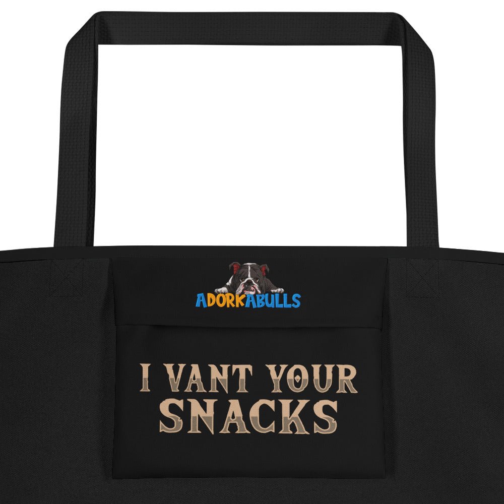 Count Droolula French Bulldog Large Tote Bag with Pocket