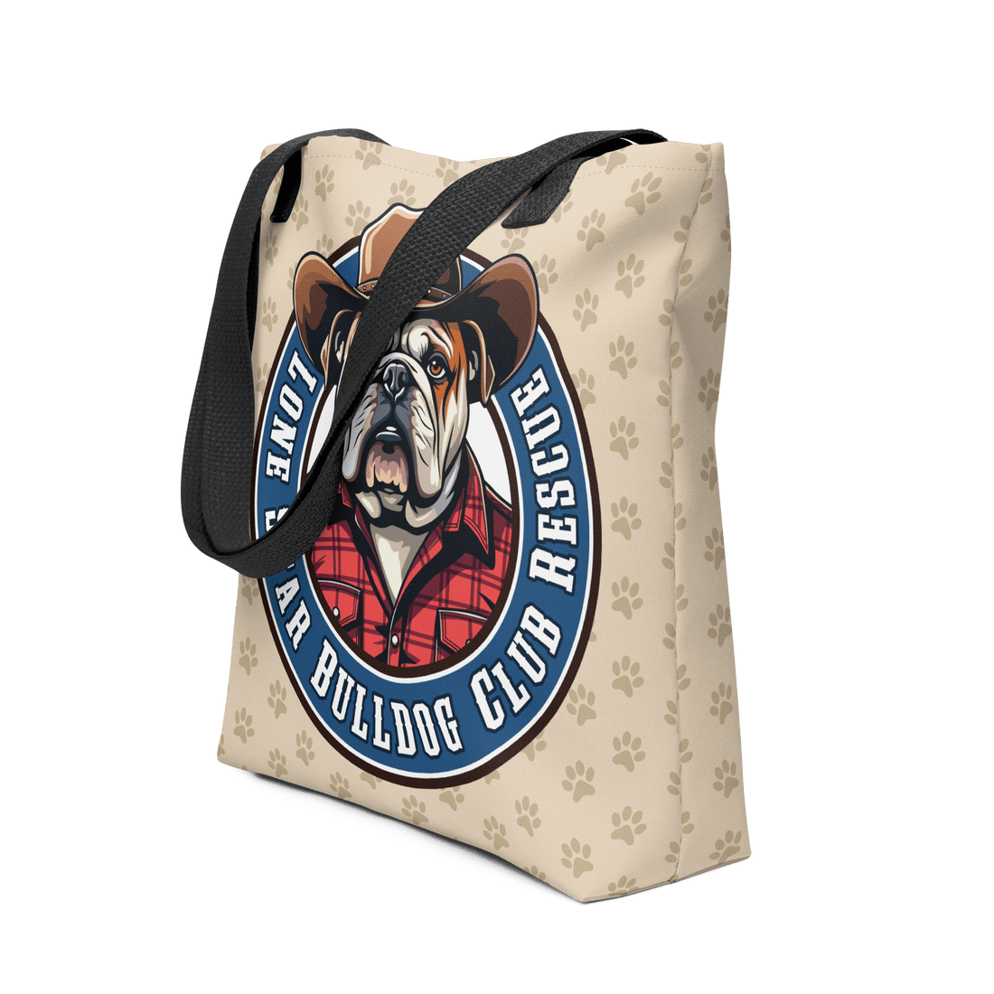 Cowbull Lone Star Bulldog Club Rescue Paw Print Tote Bag