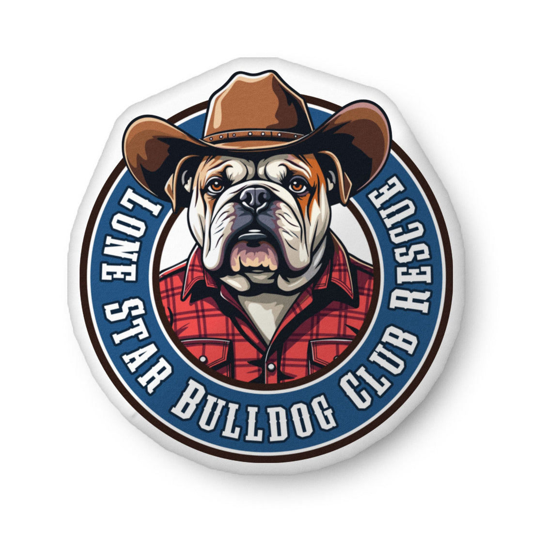 Cowbull Lone Star Bulldog Club Rescue Round Pillow