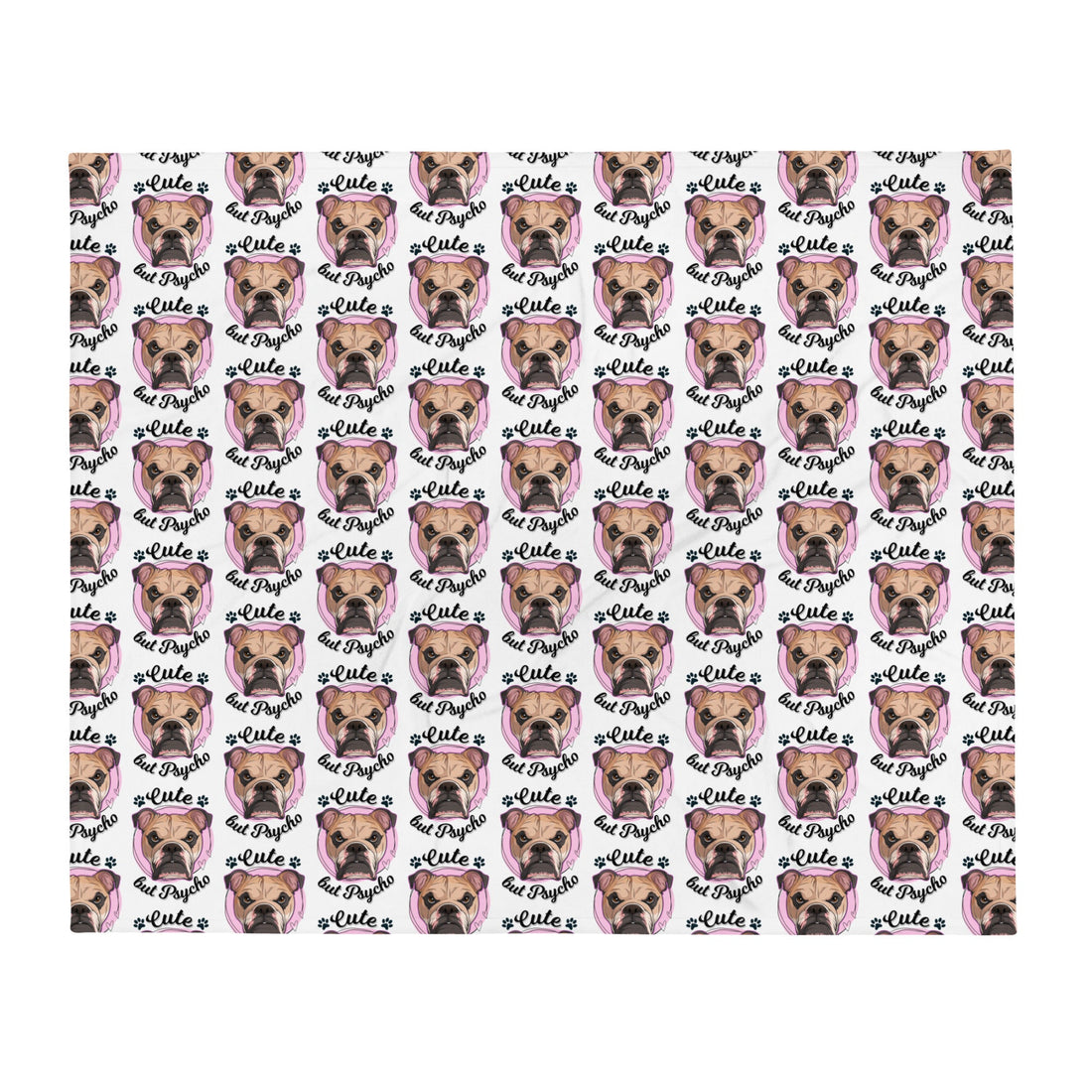 &quot;Cute But Psycho&quot; English Bulldog Throw Blanket