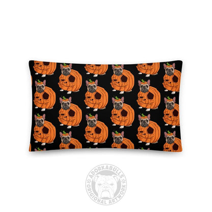 Cutest Lil Pumpkin in the Patch Bulldog Throw Pillow | Frenchie · Fawn &amp; White · Female