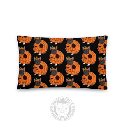 Cutest Lil Pumpkin in the Patch Bulldog Throw Pillow | Frenchie · Black &amp; White · Male