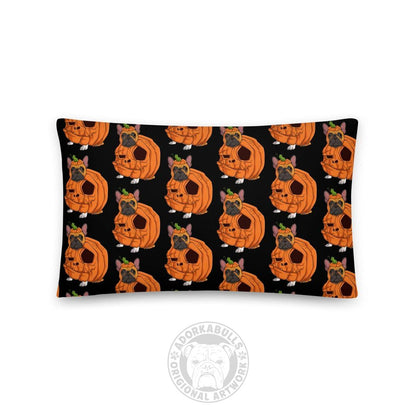 Cutest Lil Pumpkin in the Patch Bulldog Throw Pillow | Frenchie · Red &amp; White · Male
