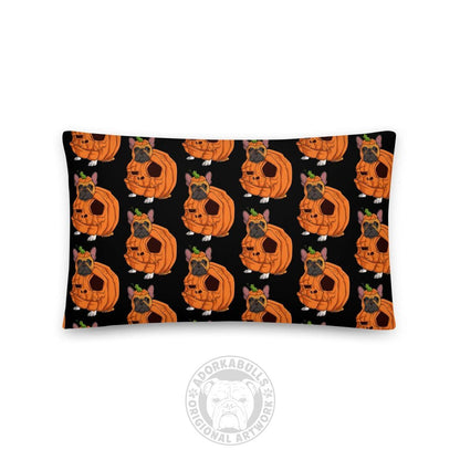 Cutest Lil Pumpkin in the Patch Bulldog Throw Pillow | Frenchie · Red &amp; White · Female