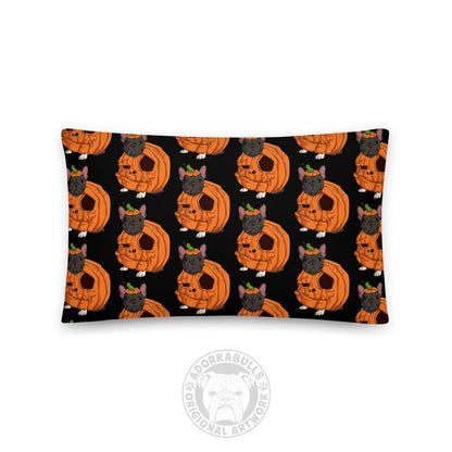 Cutest Lil Pumpkin in the Patch Bulldog Throw Pillow | Frenchie · Black &amp; White · Female