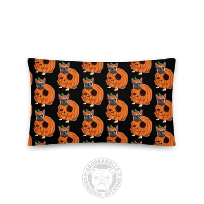 Cutest Lil Pumpkin in the Patch Bulldog Throw Pillow | Frenchie · Fawn &amp; White · Male