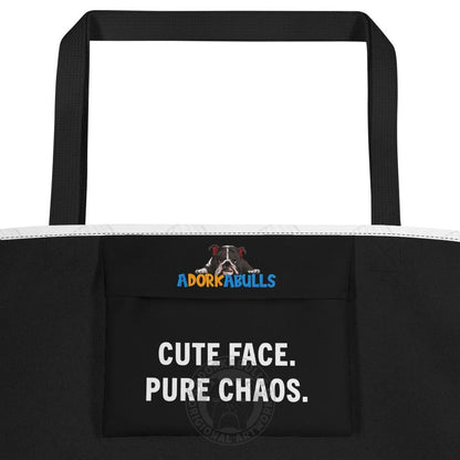 Cutest Pumpkin in the Patch Bulldog Large Tote Bag with Pocket | Black &amp; White Colored