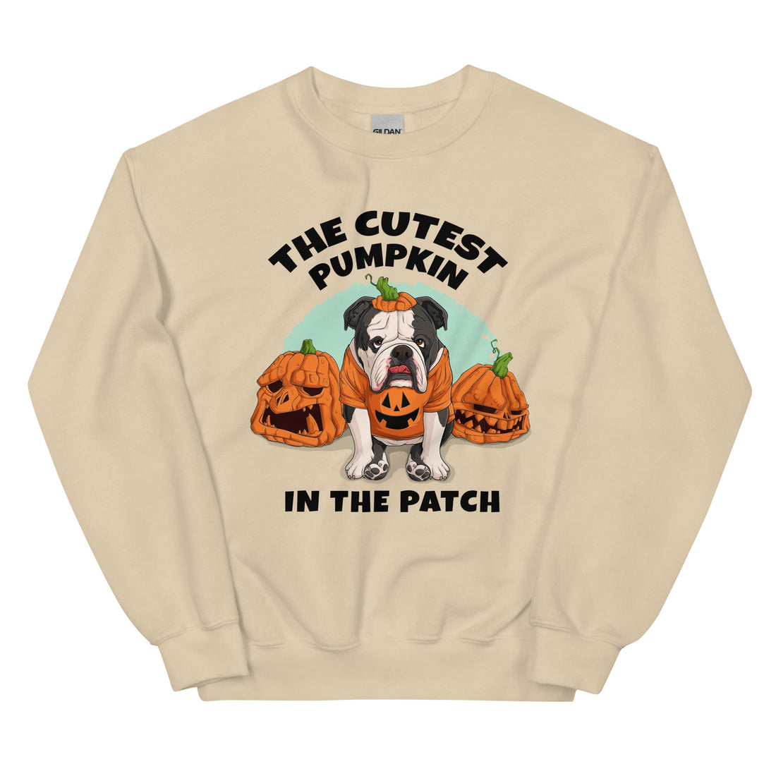 "Cutest Pumpkin in the Patch" Bulldog Unisex Sweatshirt | B&W Colored