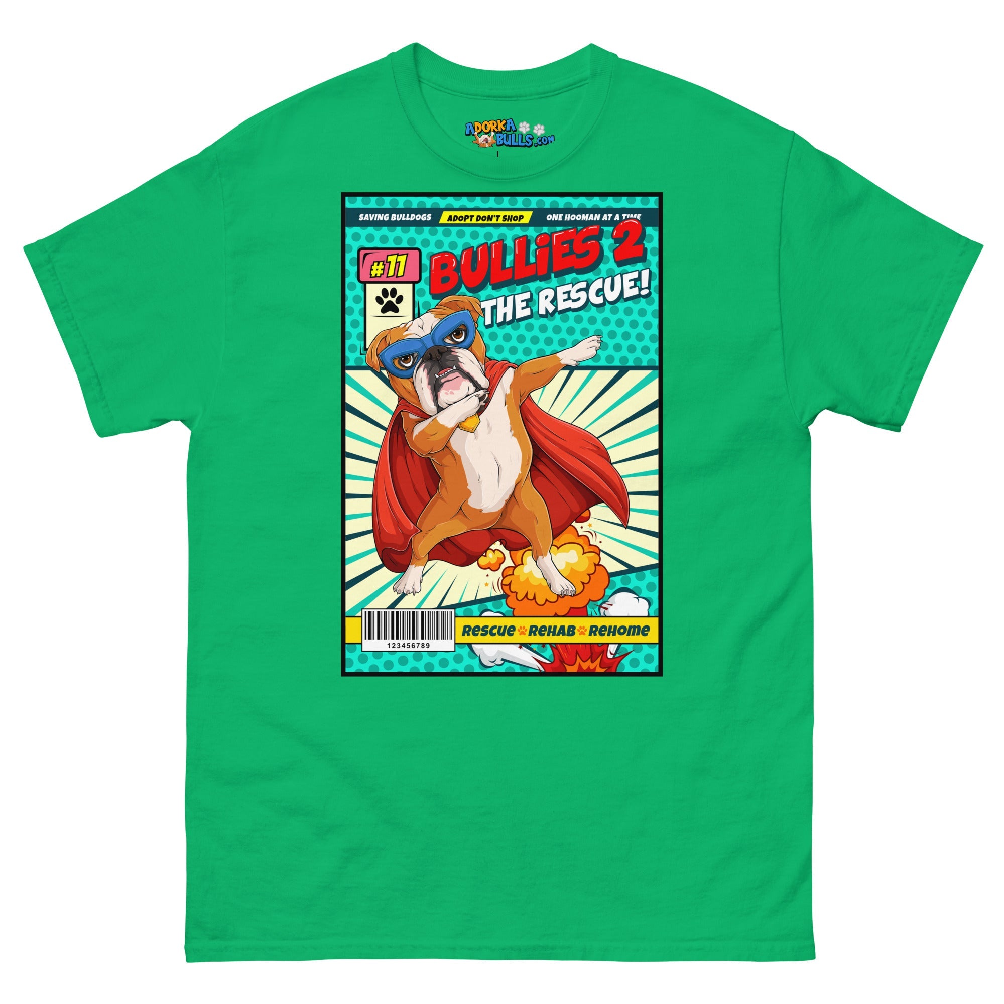 Dabbing Bulldog Superhero Comic Men&