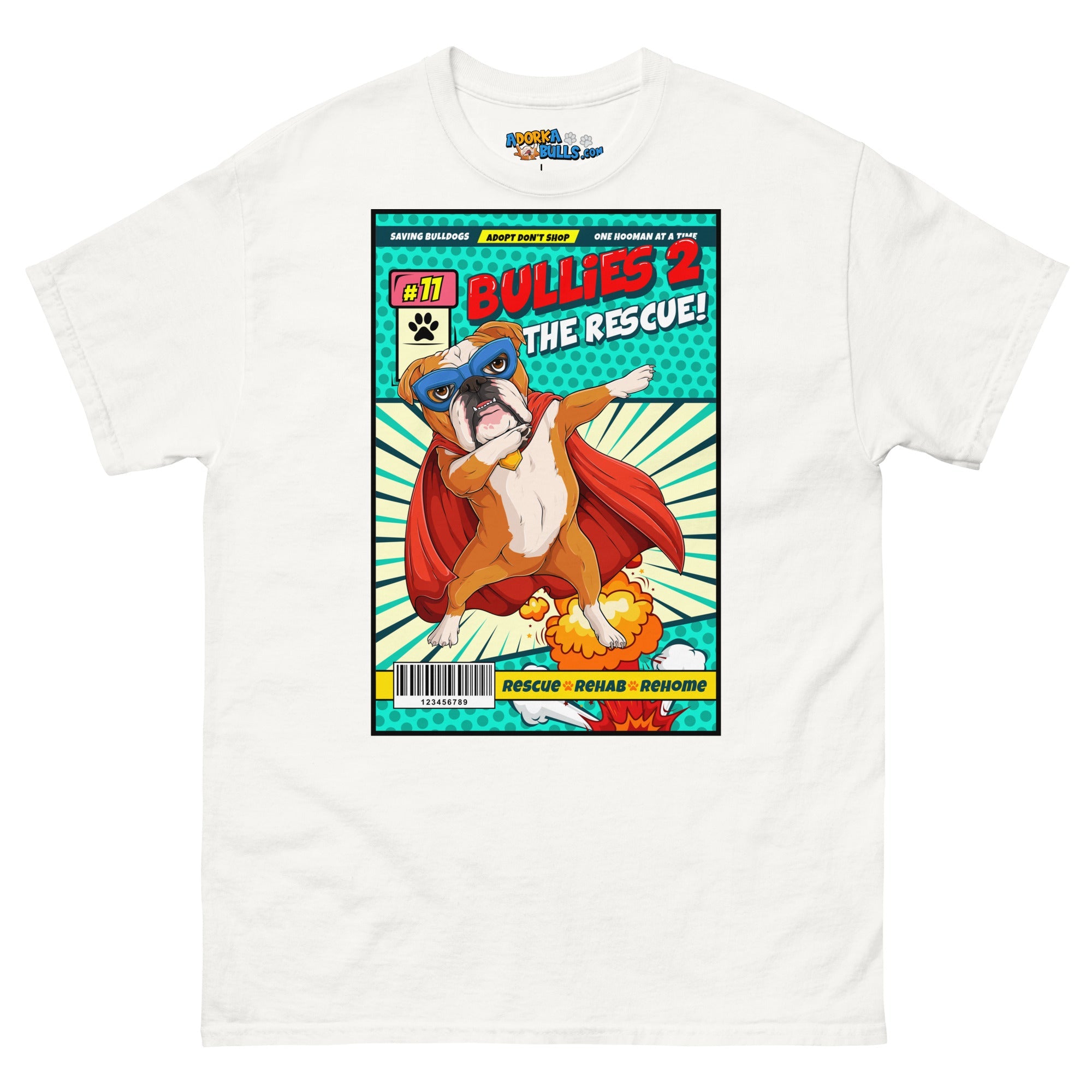 Dabbing Bulldog Superhero Comic Men&