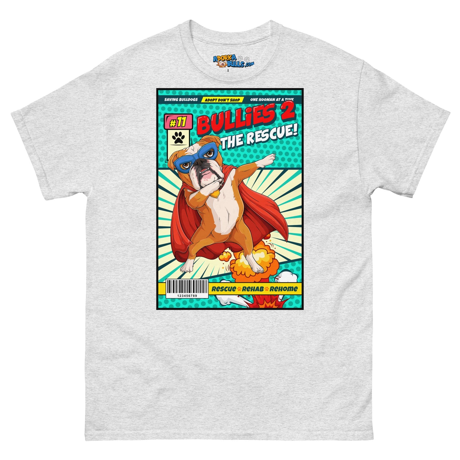 Dabbing Bulldog Superhero Comic Men&