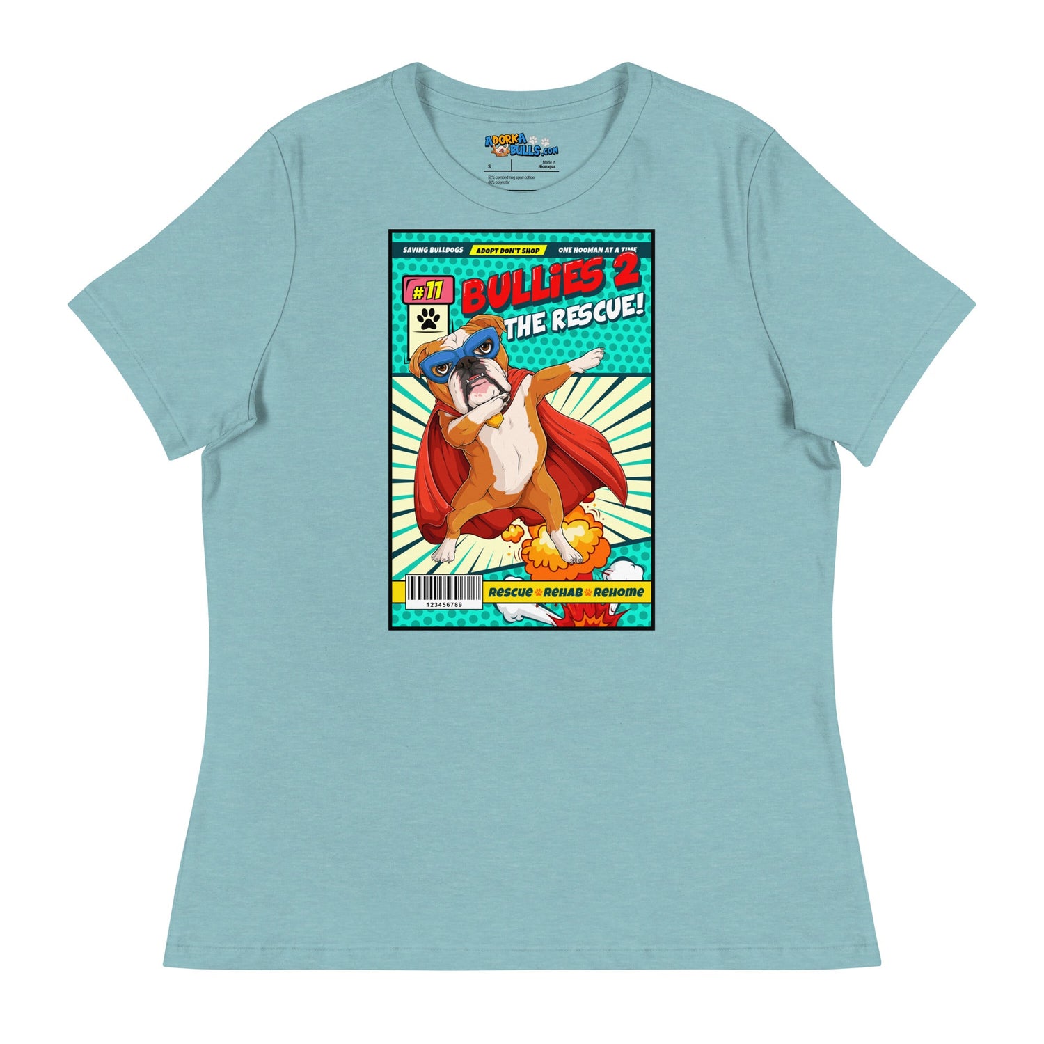 Dabbing Bulldog Superhero Comic Women&