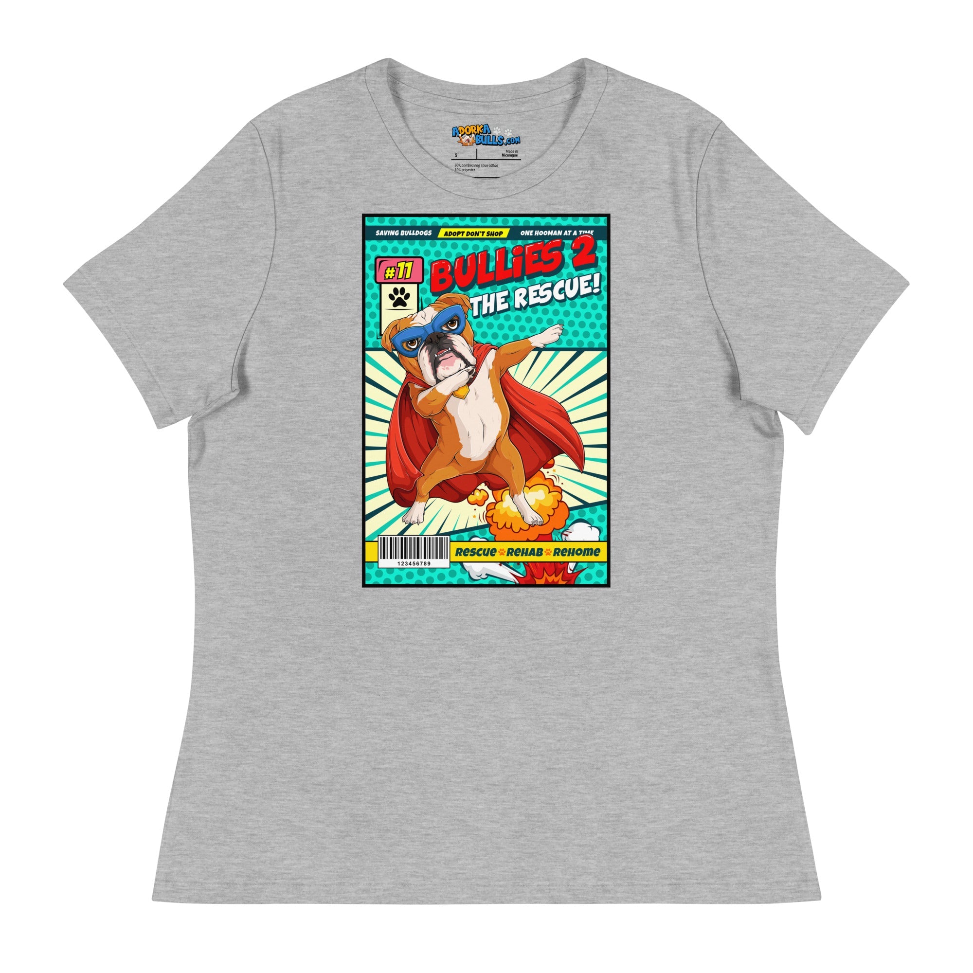 Dabbing Bulldog Superhero Comic Women&