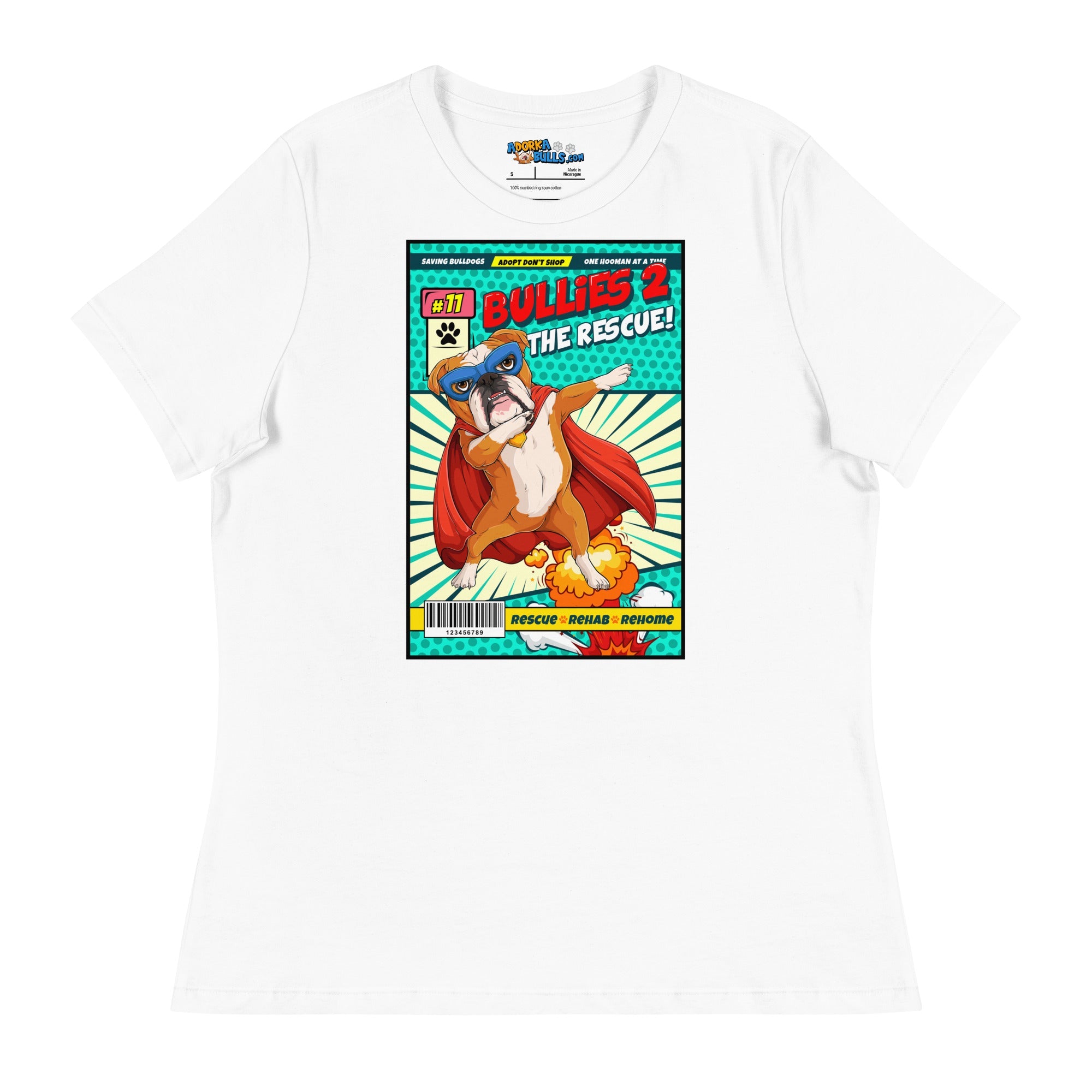 Dabbing Bulldog Superhero Comic Women&