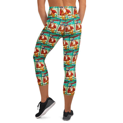 Dabbing Bulldog Superhero Comic Yoga Capri Leggings