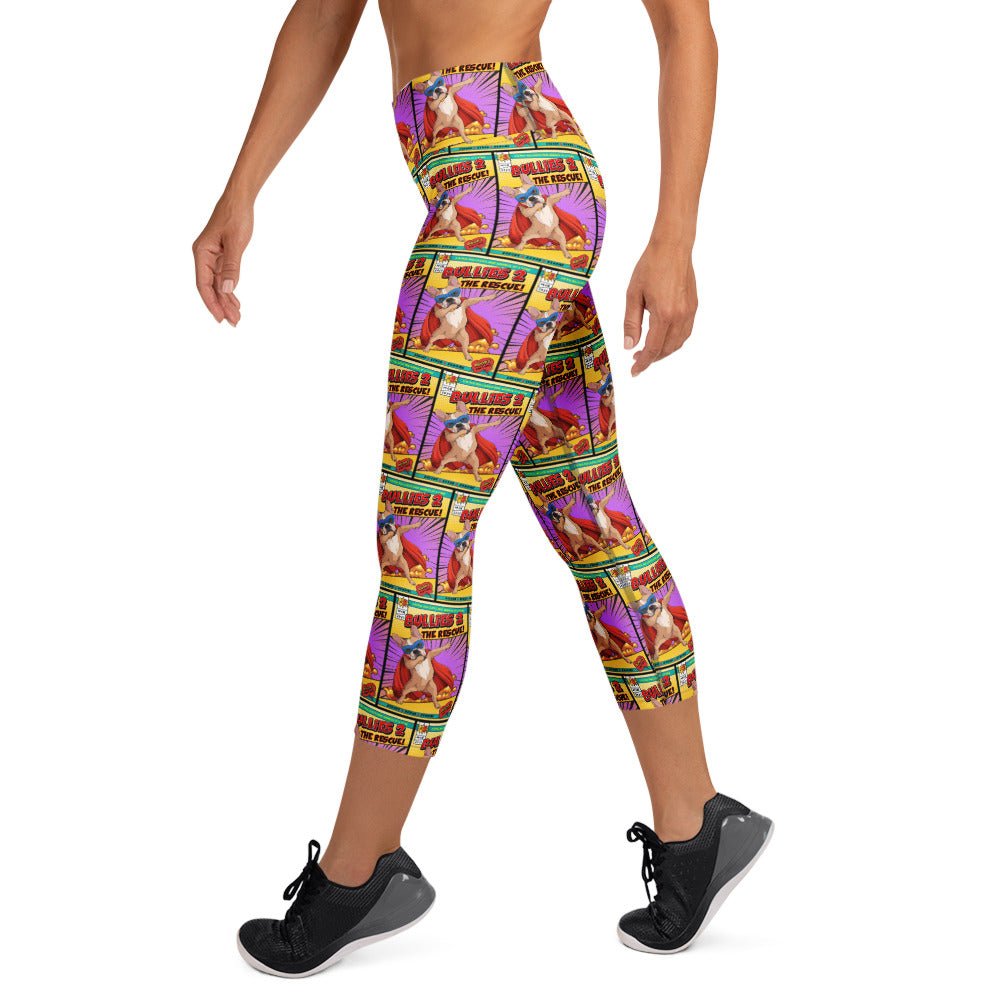 Dabbing Frenchie Superhero Comic Yoga Capri Leggings