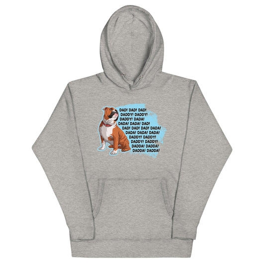 "Dad Daddy Dada" English Bulldog Unisex Hoodie | Red & White Colored