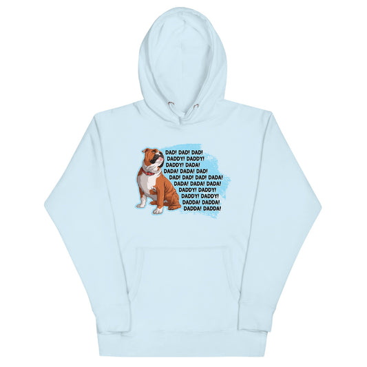 "Dad Daddy Dada" English Bulldog Unisex Hoodie | Red & White Colored