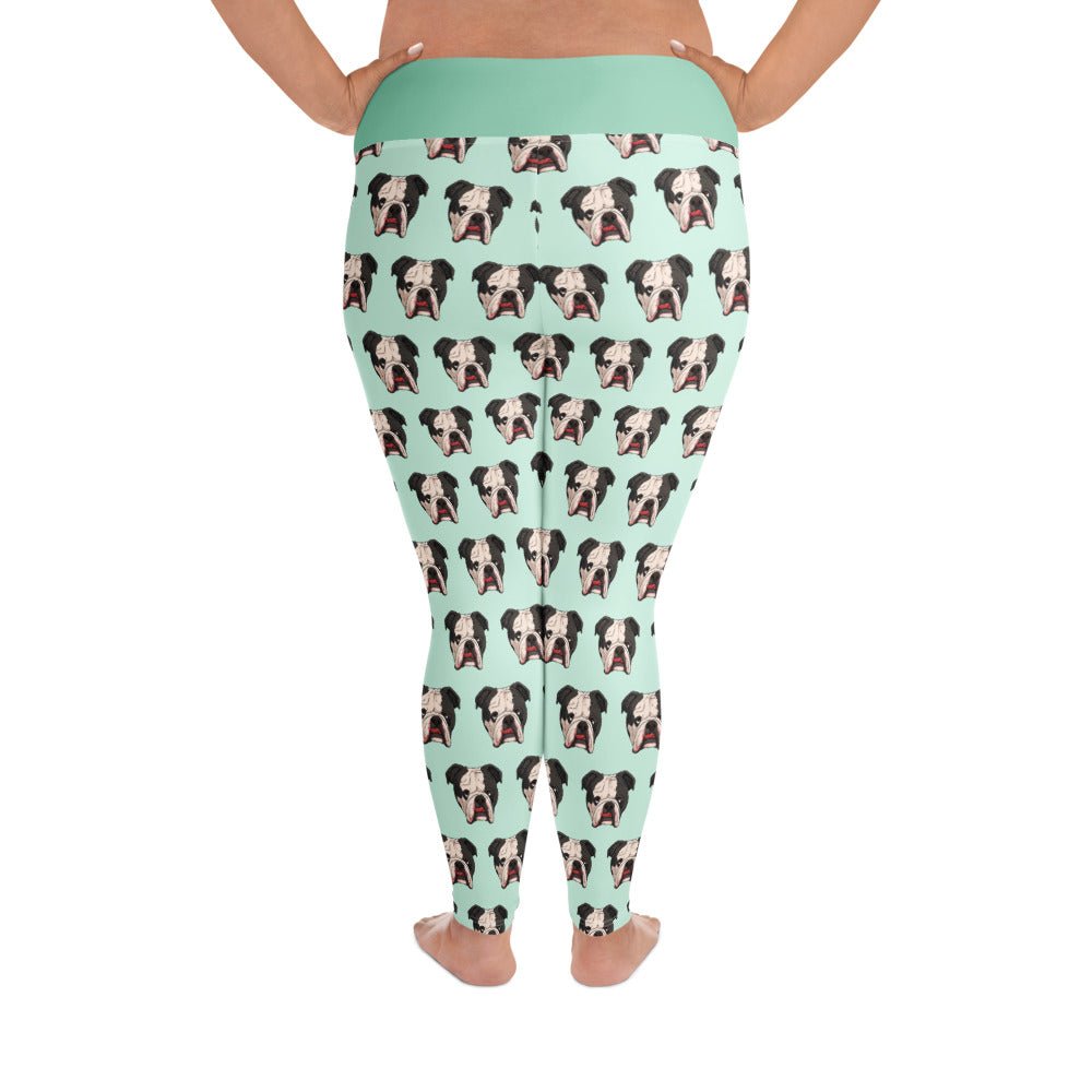 Derpy English Bulldog Plus Size Leggings | Black &amp; White Colored