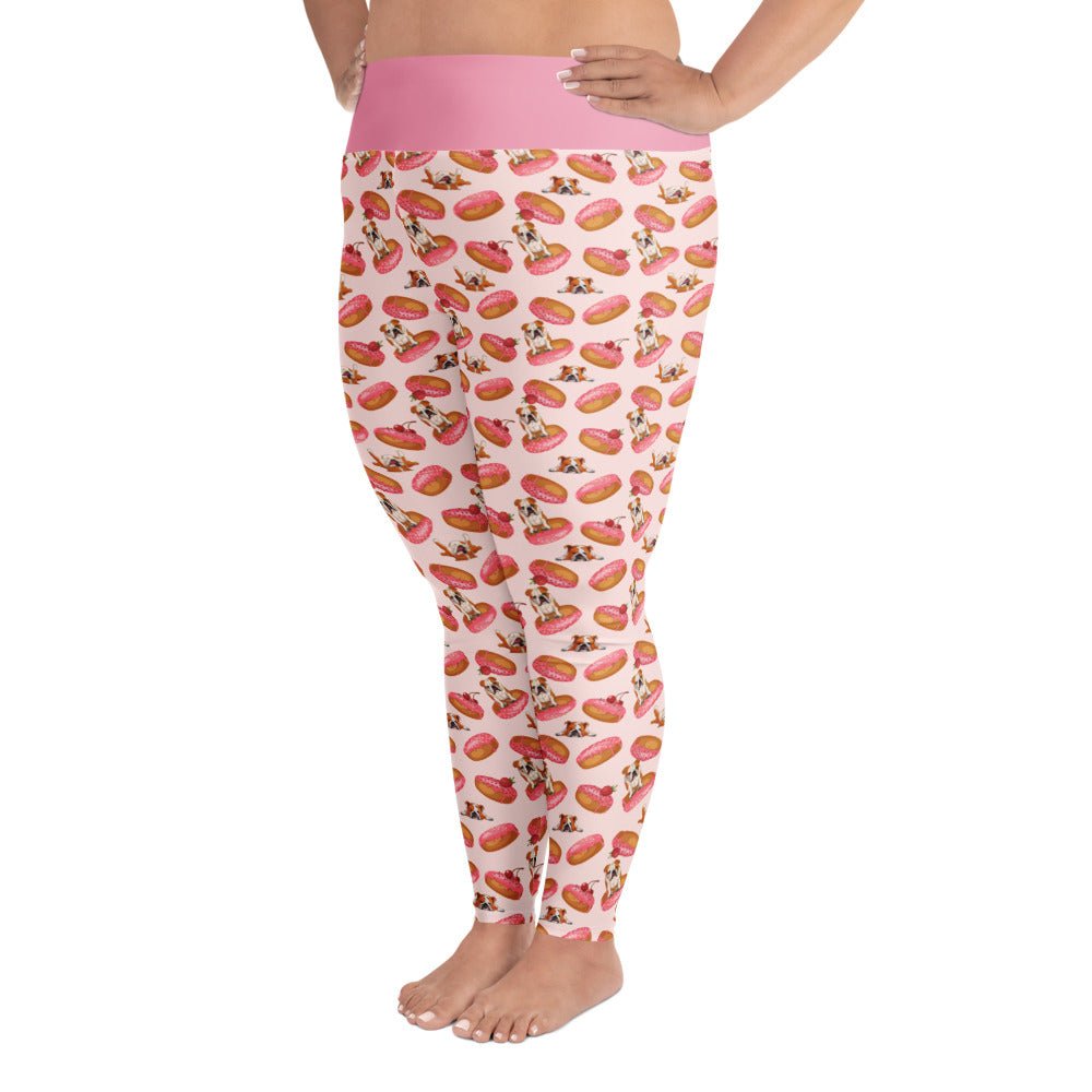 Donuts &amp; Bullies Plus Size Leggings | Red &amp; White Colored