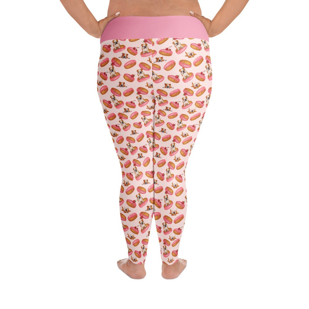Donuts &amp; Bullies Plus Size Leggings | Red &amp; White Colored