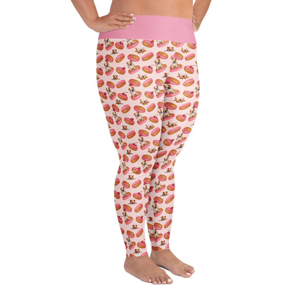 Donuts &amp; Bullies Plus Size Leggings | Red &amp; White Colored