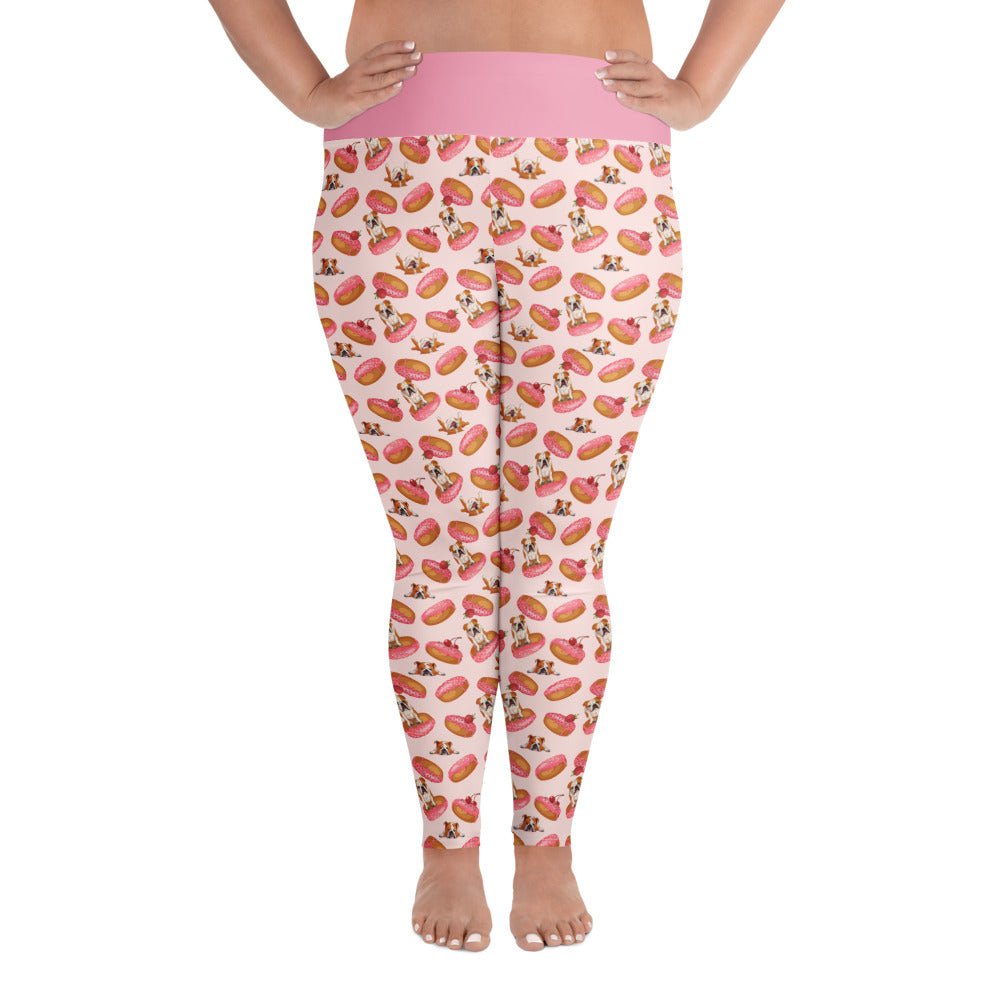 Donuts &amp; Bullies Plus Size Leggings | Red &amp; White Colored