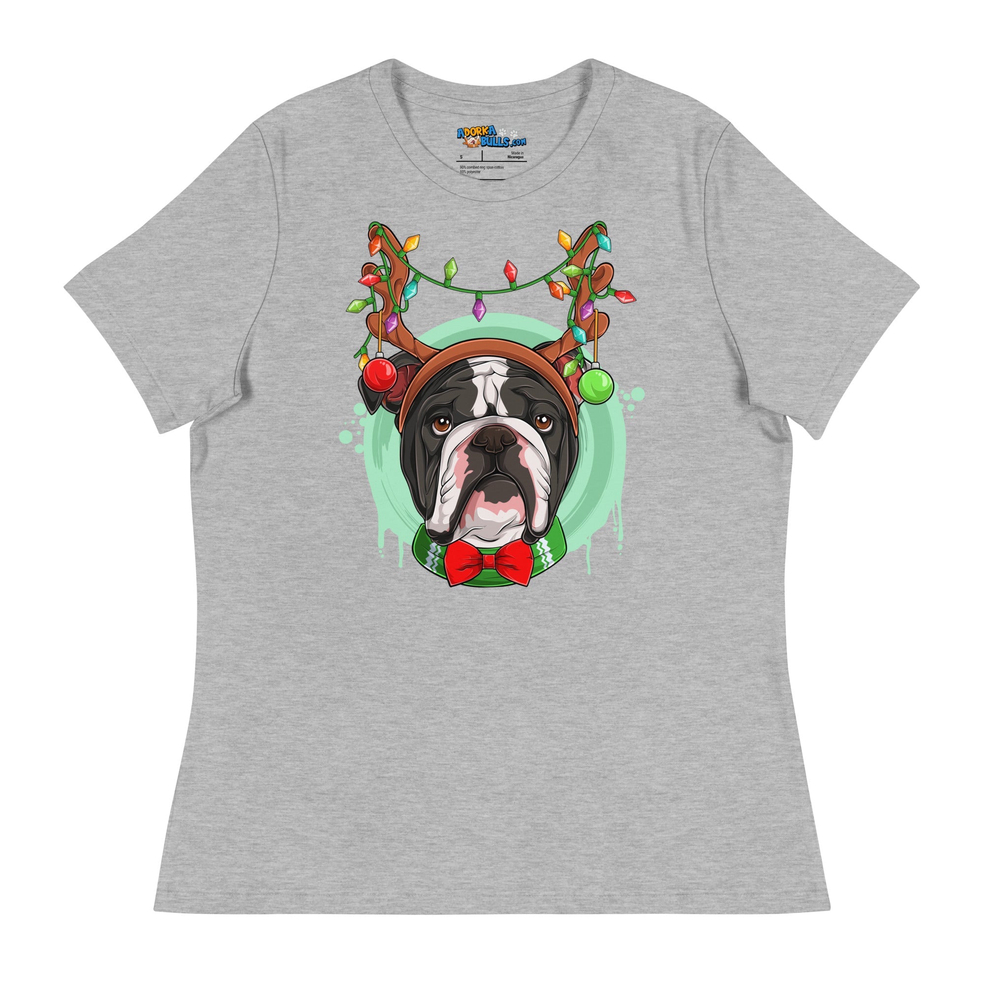 English Wearing Antlers &amp; Christmas Lights Women&