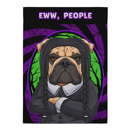 Eww, People English Bulldog Garden Flag – Spooky Goth Bulldog