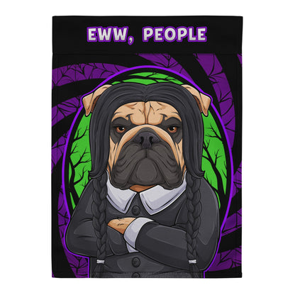 Eww, People English Bulldog Garden Flag – Spooky Goth Bulldog