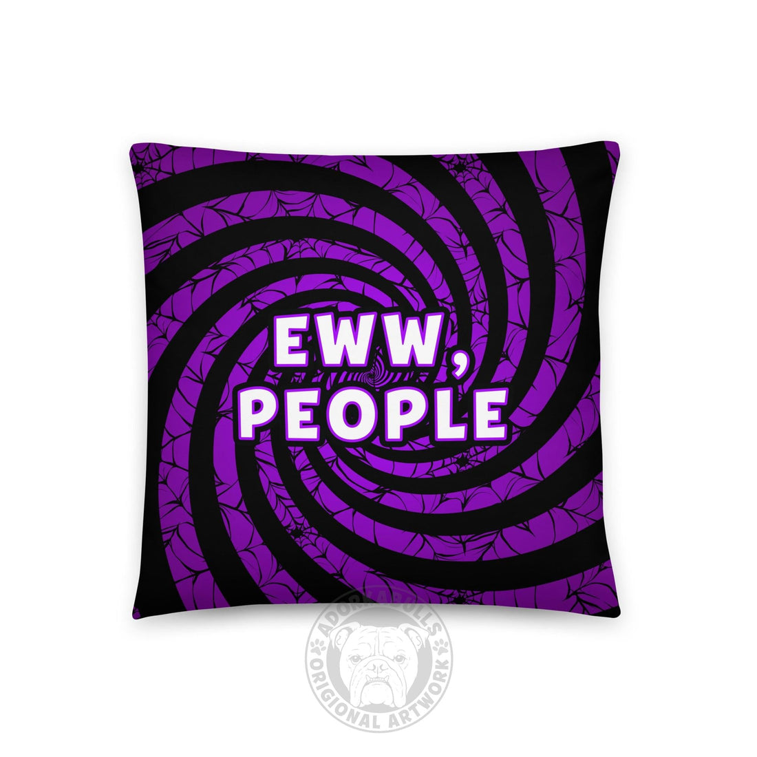 Eww, People French Bulldog Throw Pillow – Spooky Goth Frenchie