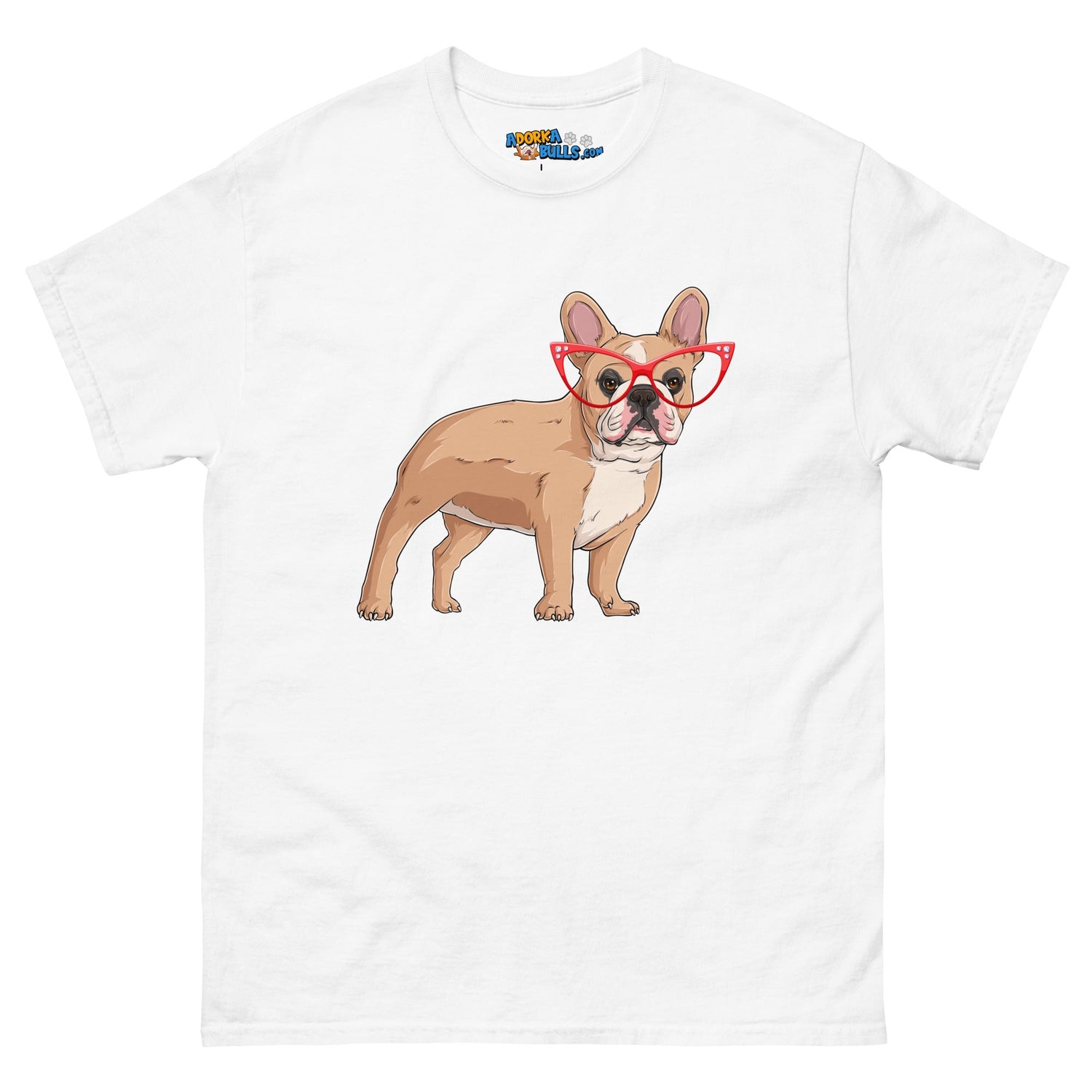 Fashionable Frenchie in Red Glasses Men&