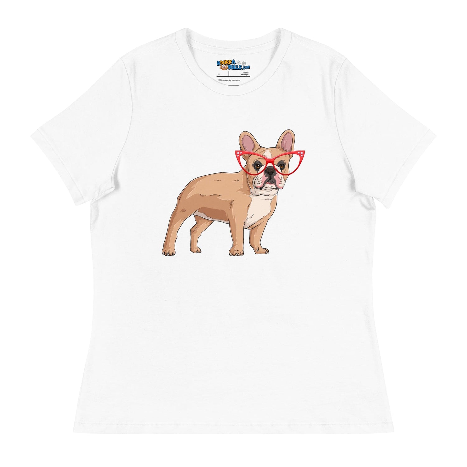 Fashionable Frenchie in Red Glasses Women&