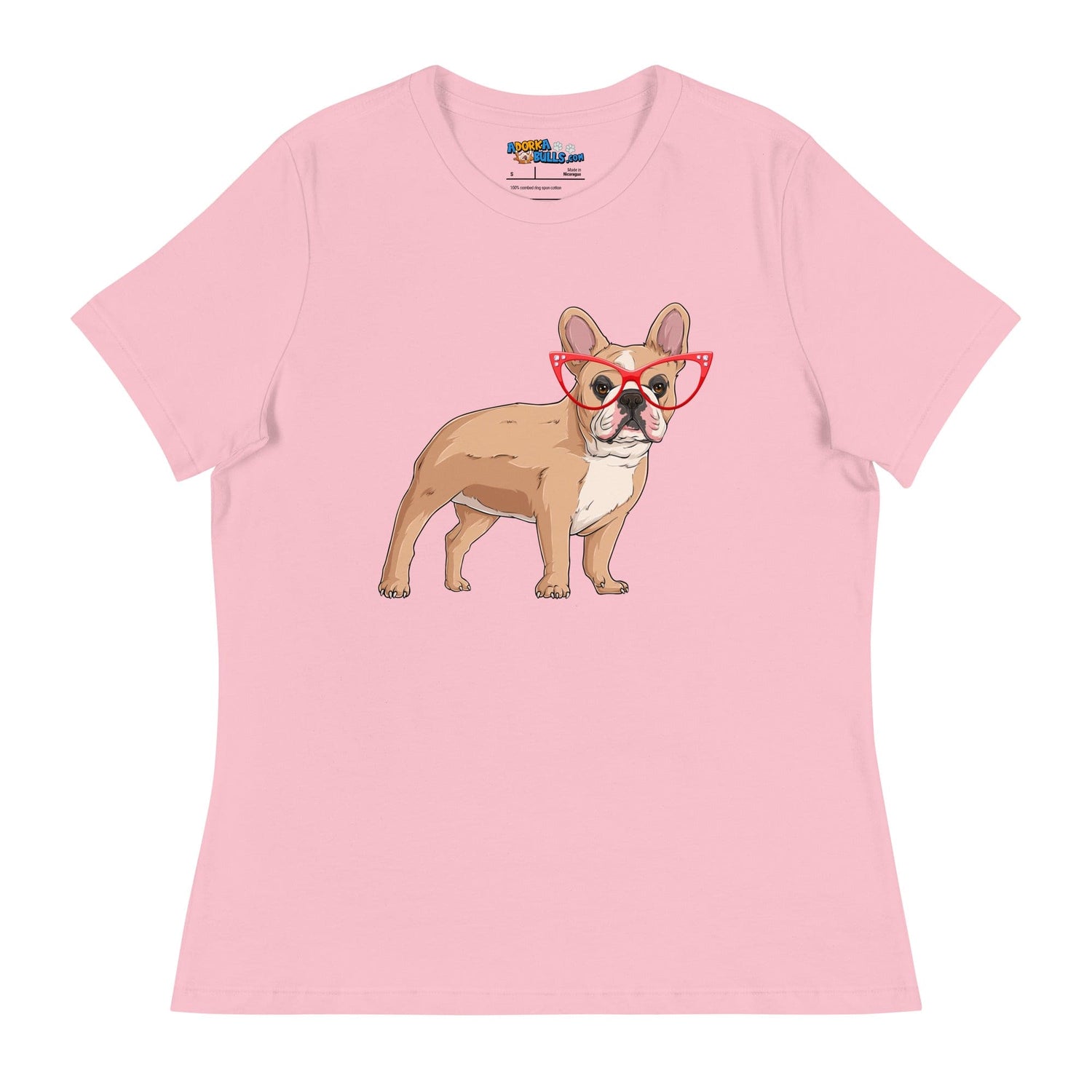 Fashionable Frenchie in Red Glasses Women&