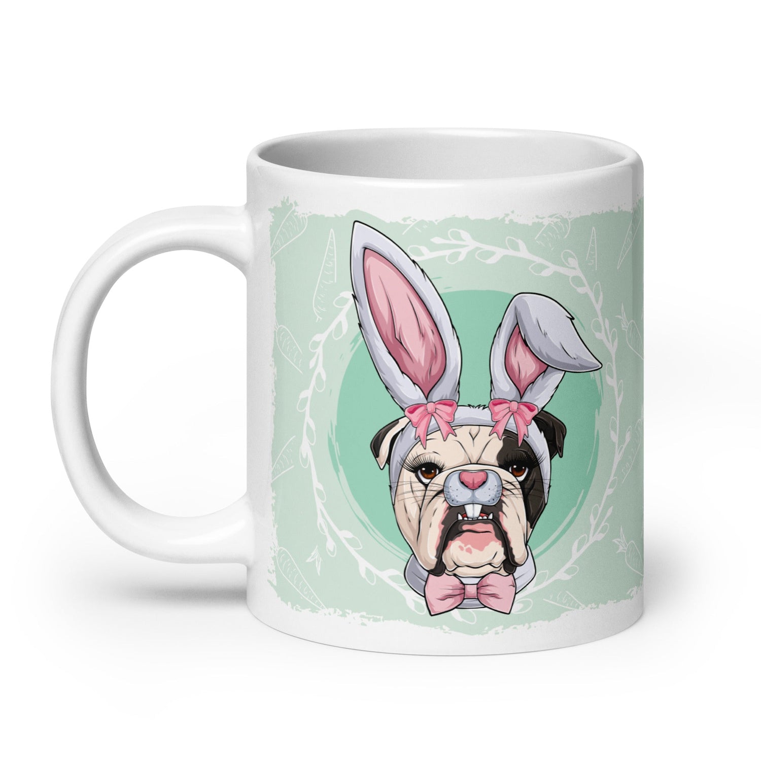 Female Easter Bulldog Mug (20oz) | B&amp;W Colored