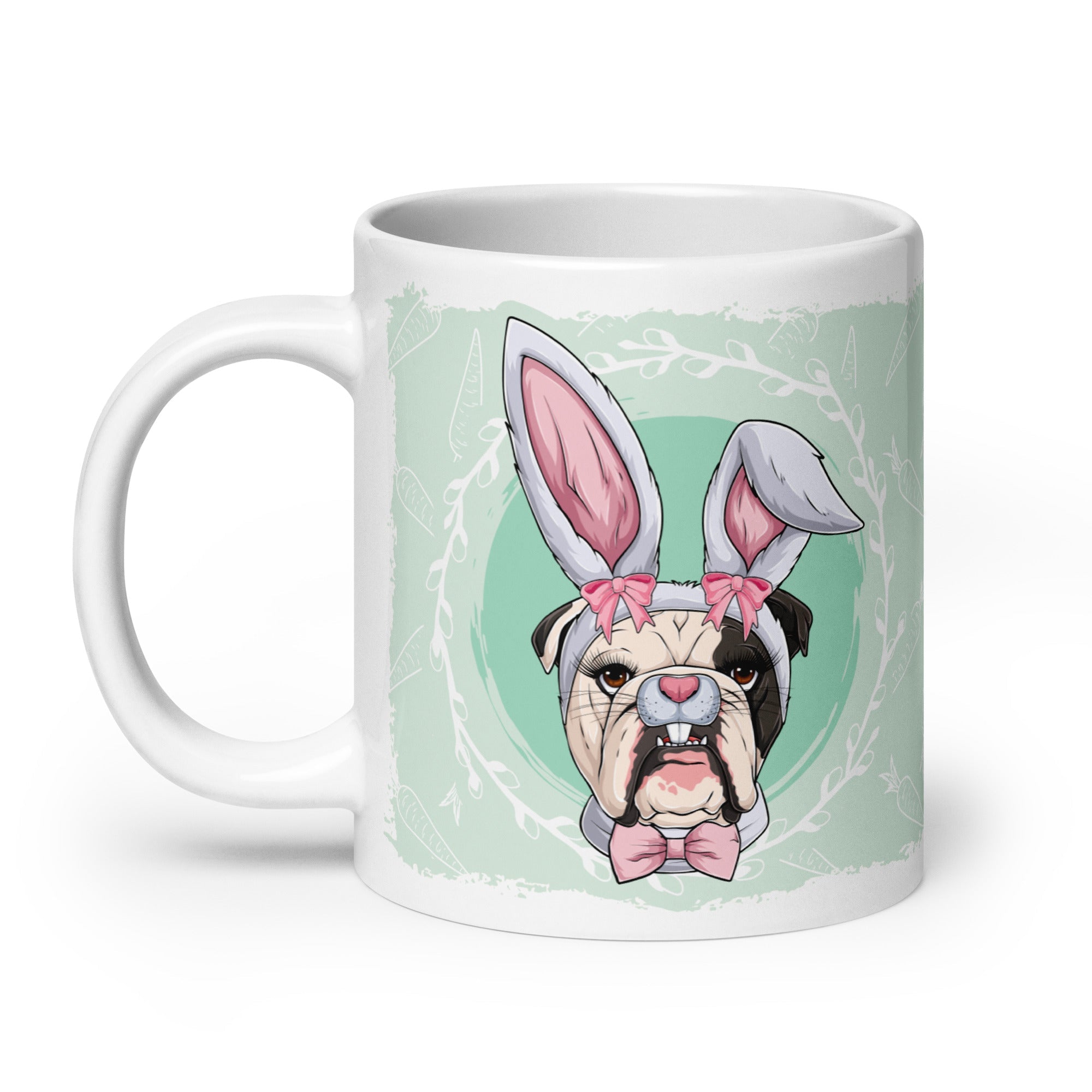 Female Easter Bulldog Mug (20oz) | B&amp;W Colored