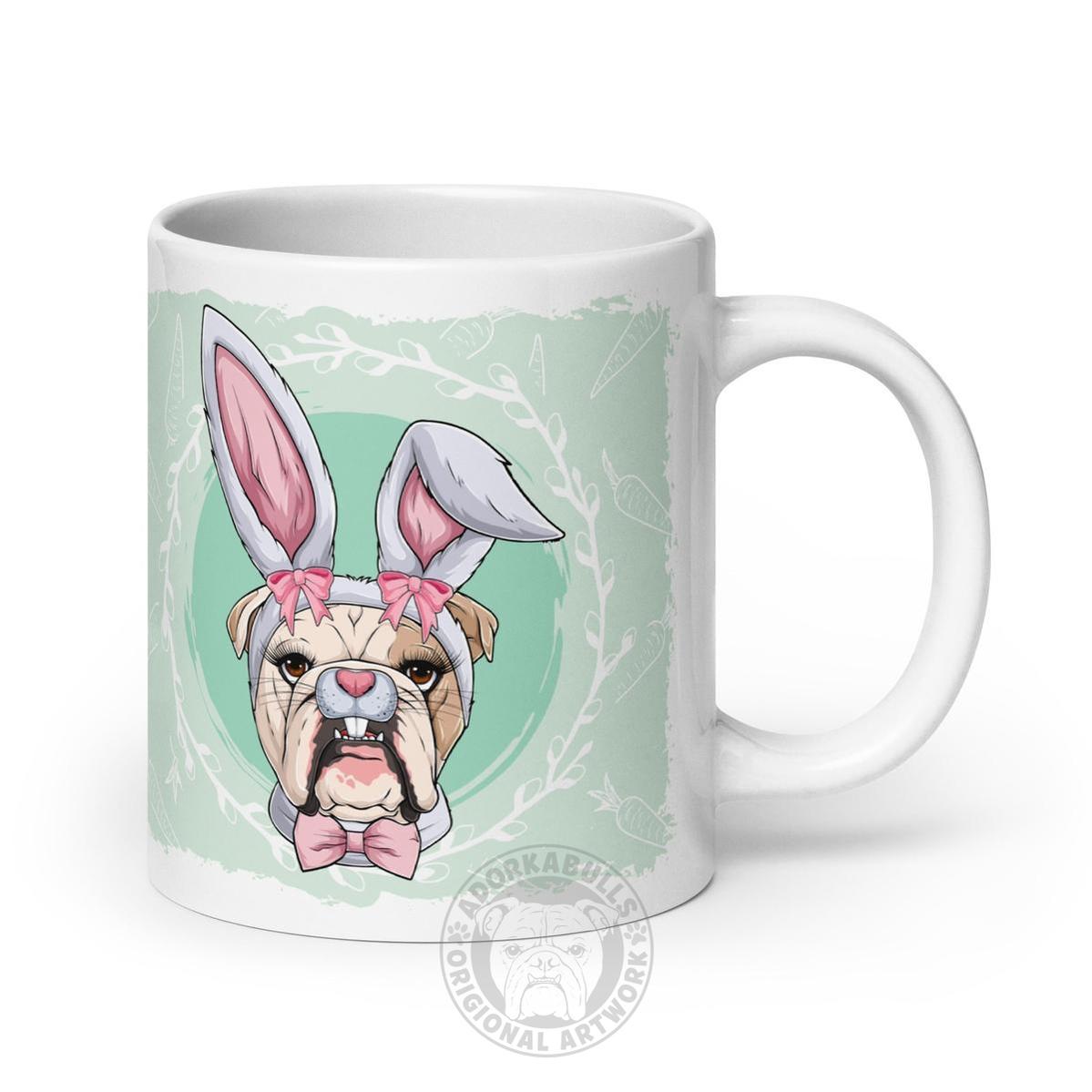 Female Easter Bulldog Mug (20oz) | Fawn &amp; White Colored