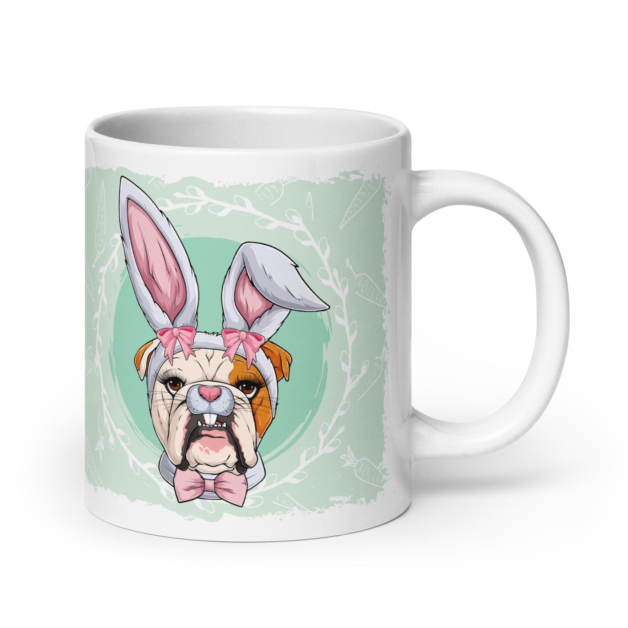 Female Easter Bulldog Mug (20oz) | Red &amp; White Colored