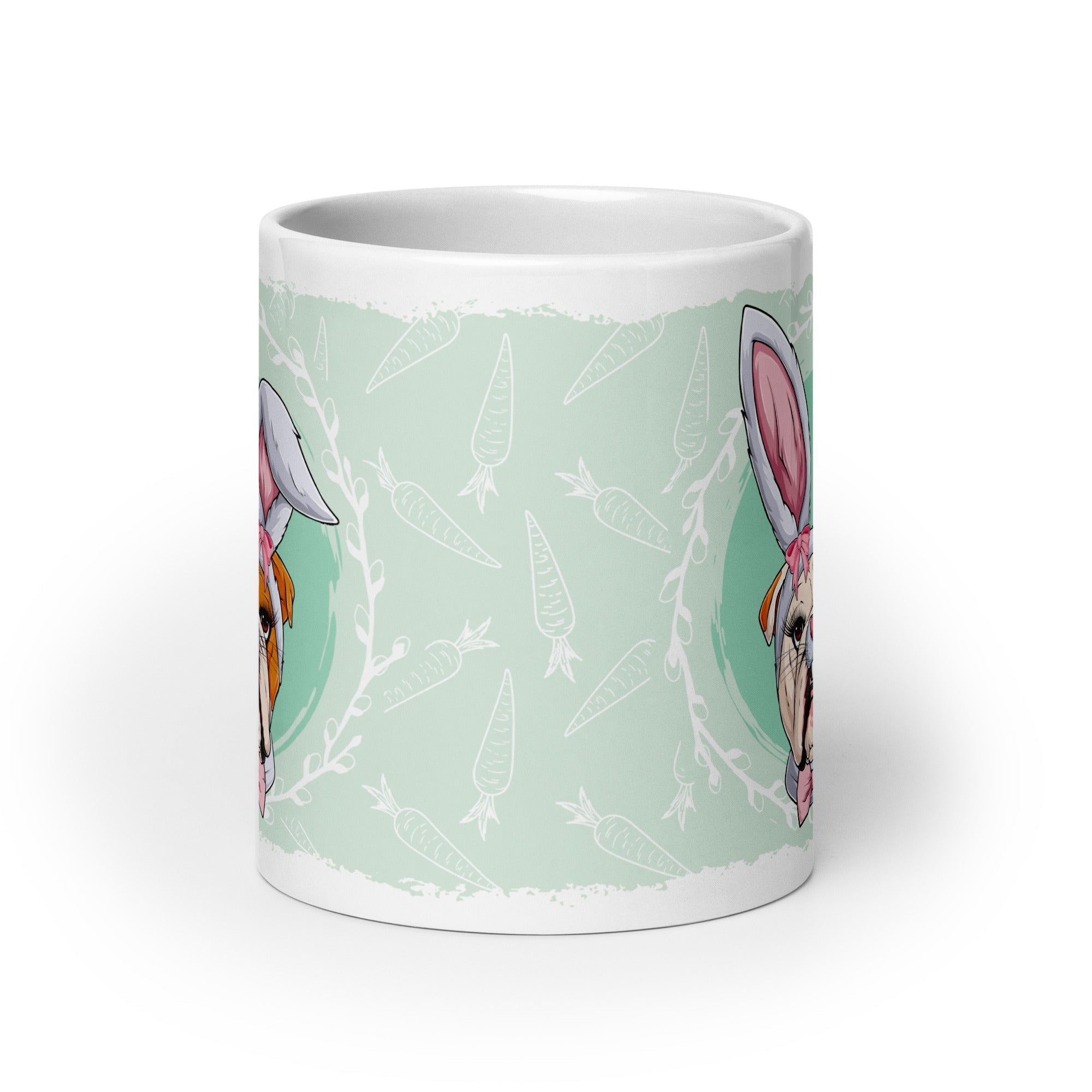 Female Easter Bulldog Mug (20oz) | Red &amp; White Colored