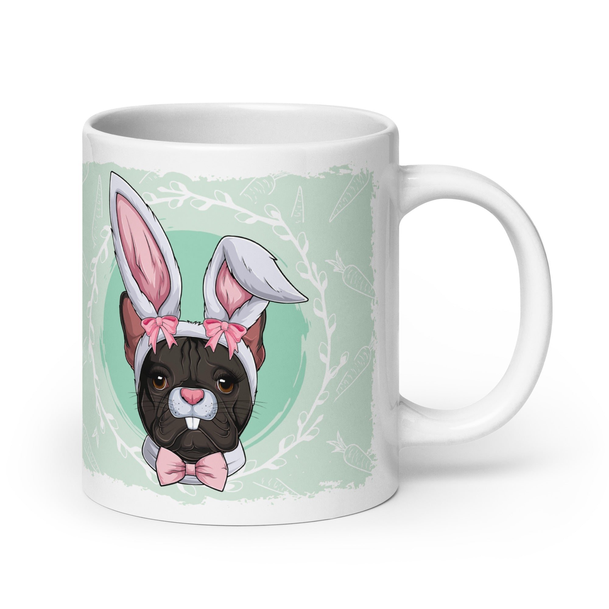 Female Easter Frenchie Mug (20oz) | B&amp;W Colored