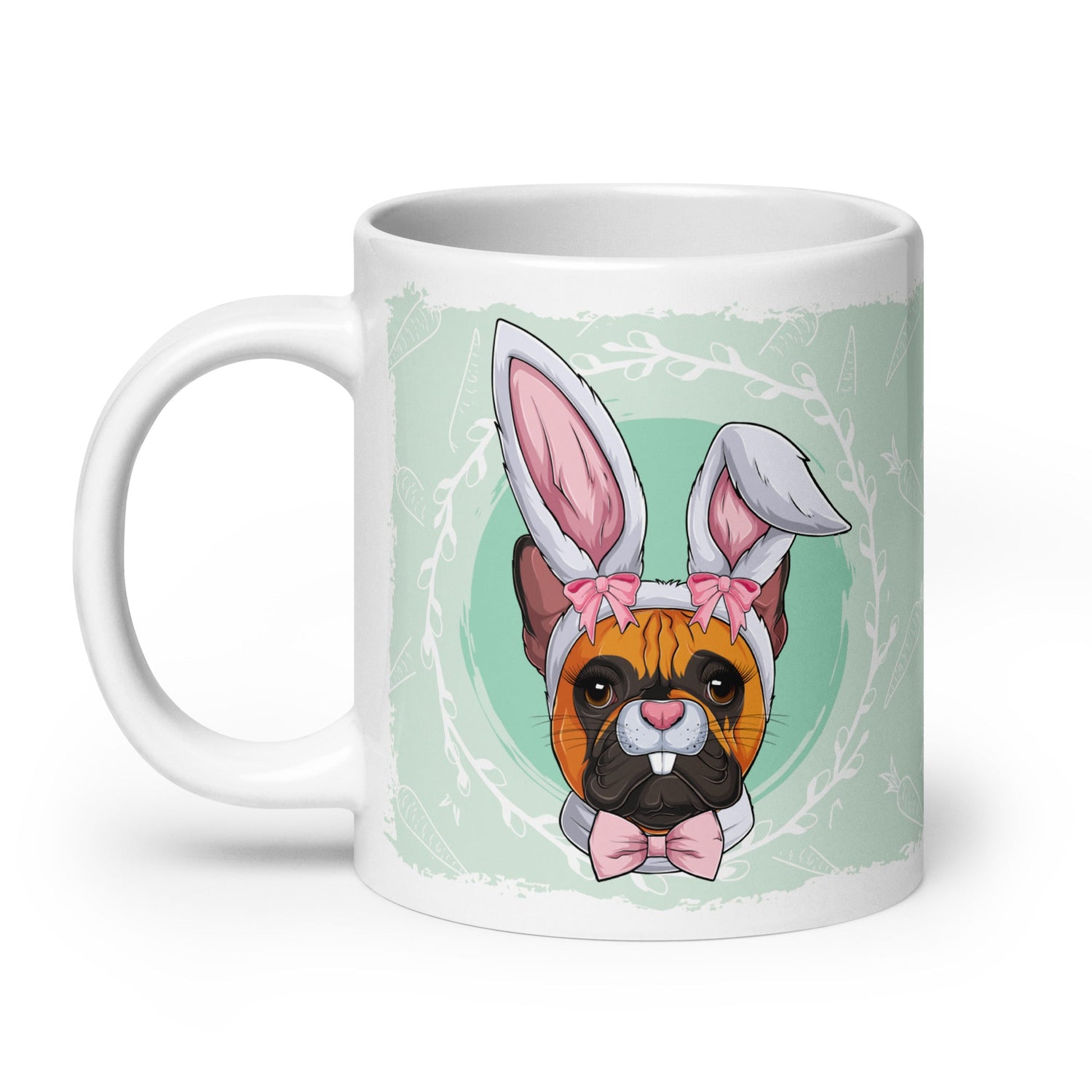 Female Easter Frenchie Mug (20oz) | Red &amp; White Colored
