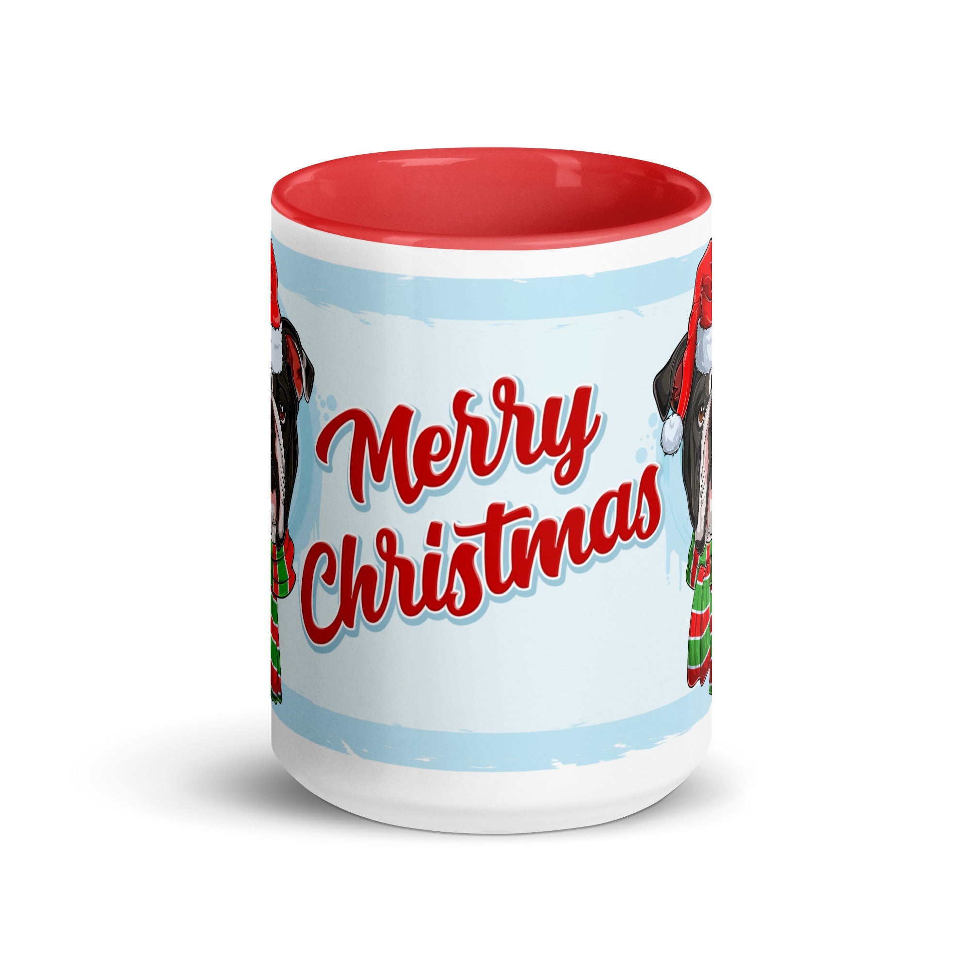 Festive &quot;Merry Christmas&quot; English Bulldog Mug | B&amp;W Colored Male