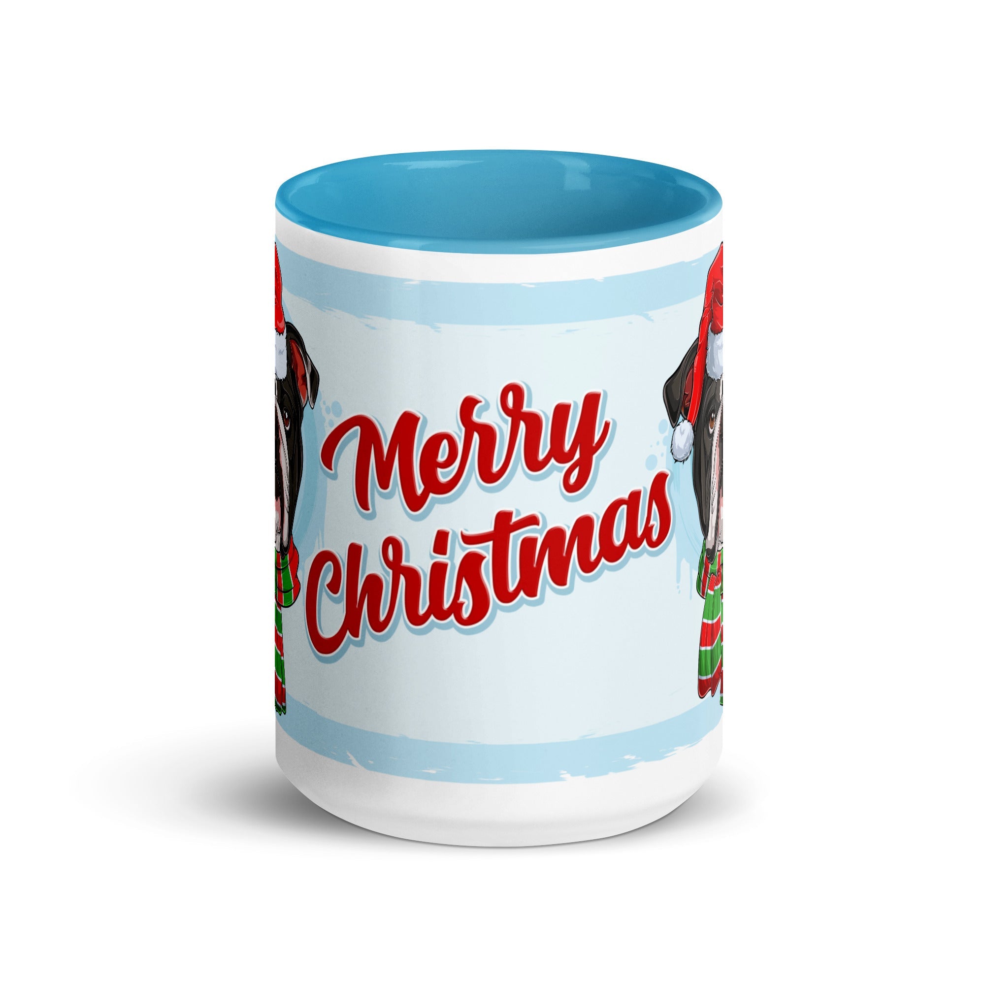 Festive &quot;Merry Christmas&quot; English Bulldog Mug | B&amp;W Colored Male