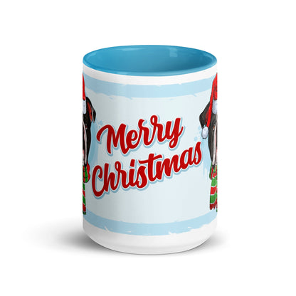 Festive &quot;Merry Christmas&quot; English Bulldog Mug | B&amp;W Colored Male