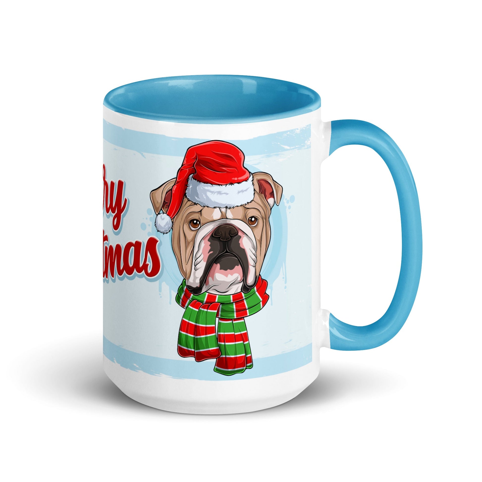 Festive "Merry Christmas" English Bulldog Mug | Fawn & White Colored Male