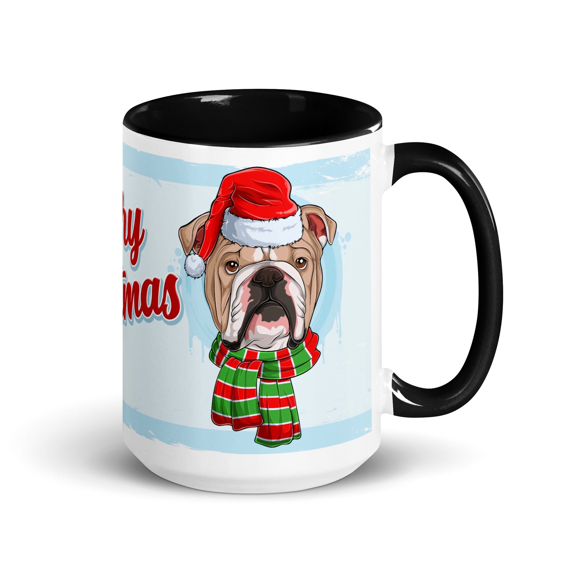 Festive "Merry Christmas" English Bulldog Mug | Fawn & White Colored Male