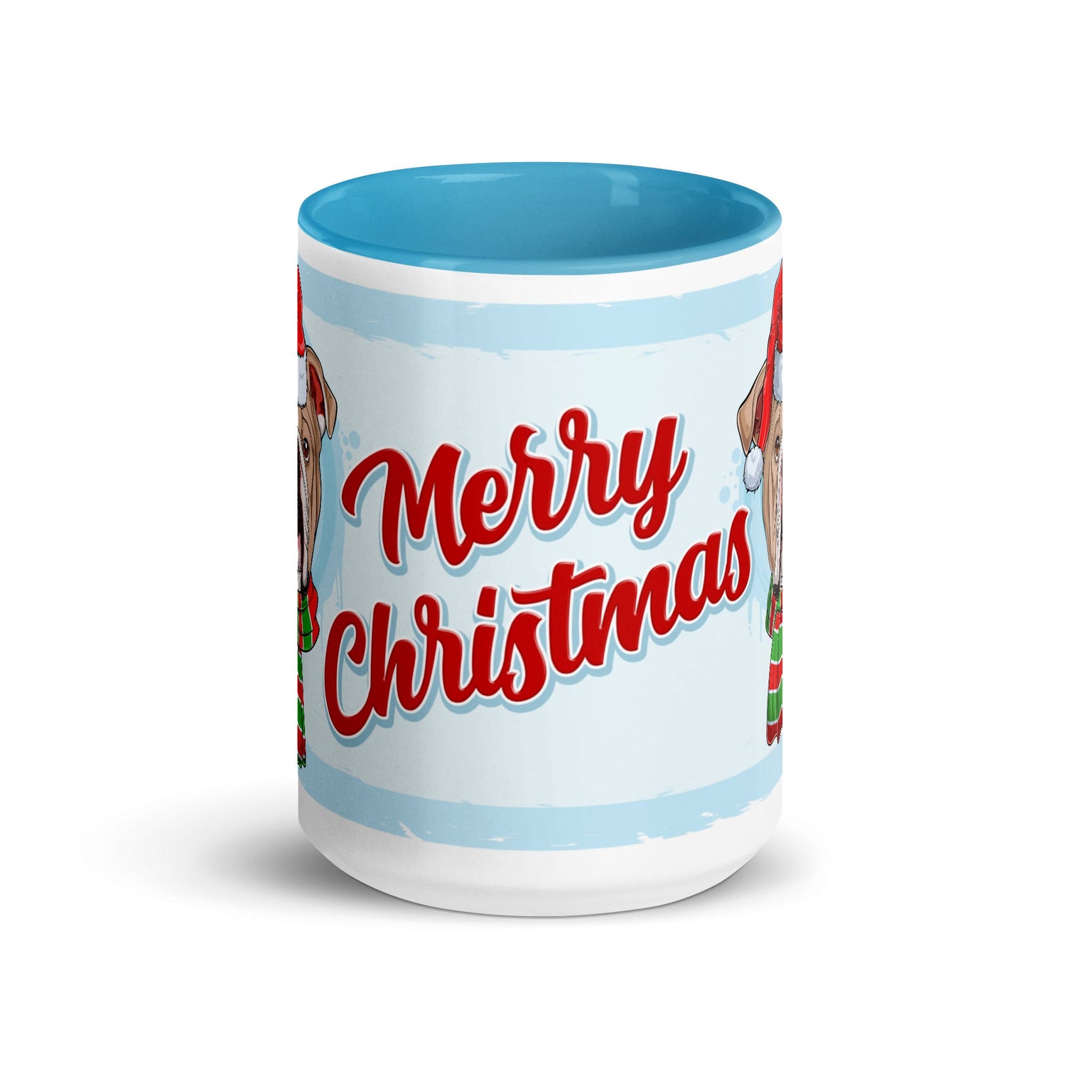 Festive &quot;Merry Christmas&quot; English Bulldog Mug | Fawn &amp; White Colored Male