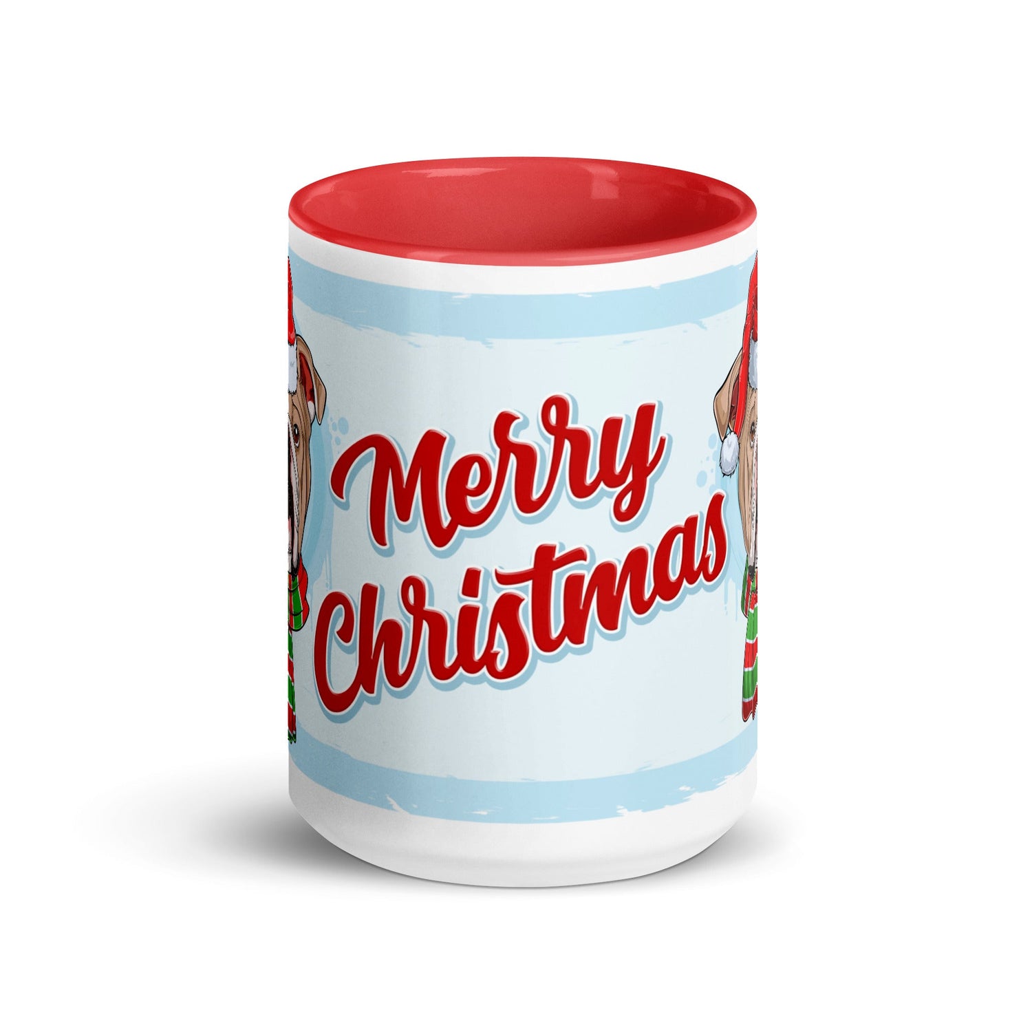 Festive &quot;Merry Christmas&quot; English Bulldog Mug | Fawn &amp; White Colored Male