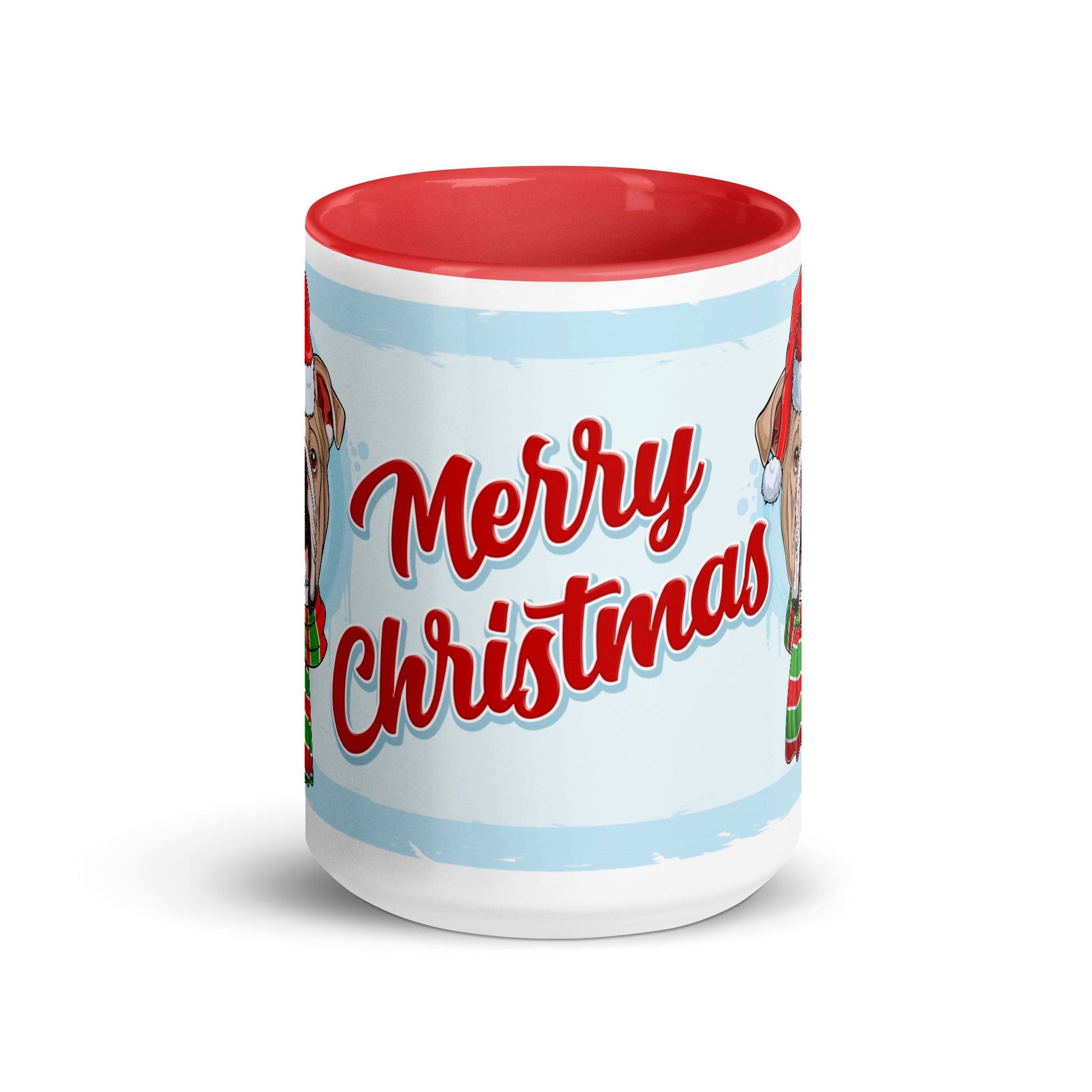 Festive "Merry Christmas" English Bulldog Mug | Fawn & White Colored Male